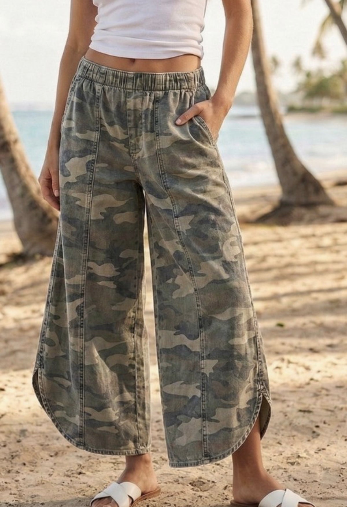 Caught in Camo Wide Leg Pants
