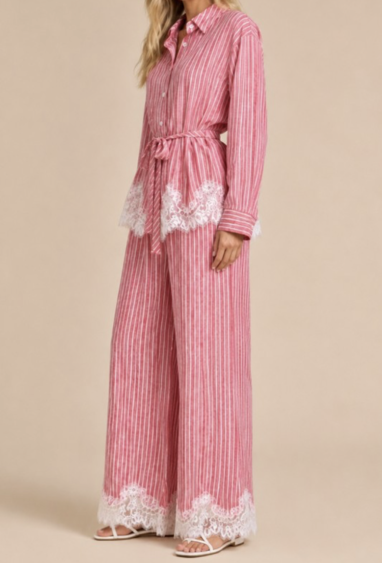 Blushing Belle Lace Button-Up