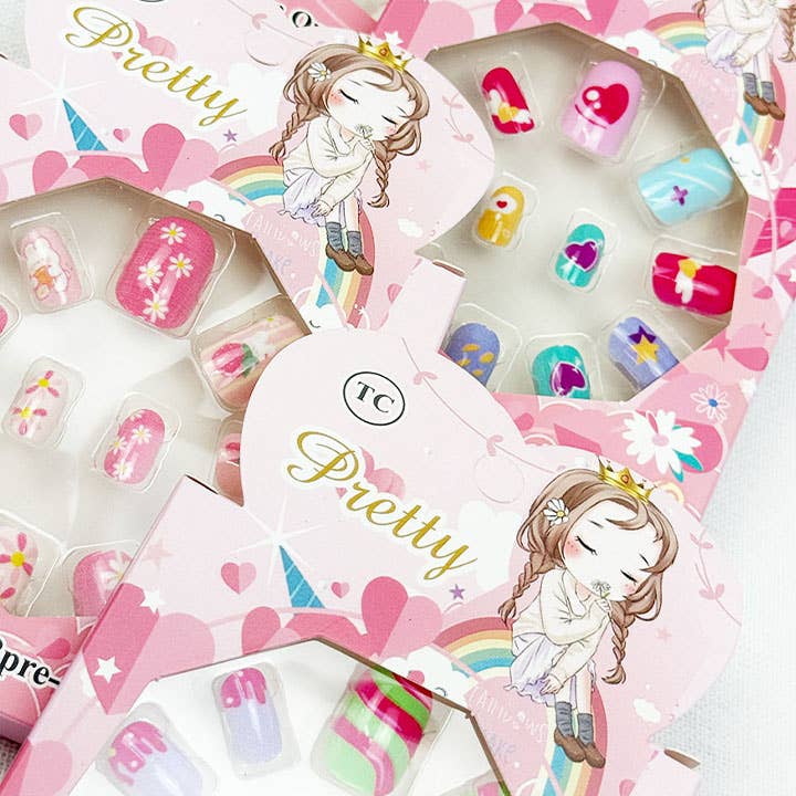 Cute Fancy Press On Kids Nails Set