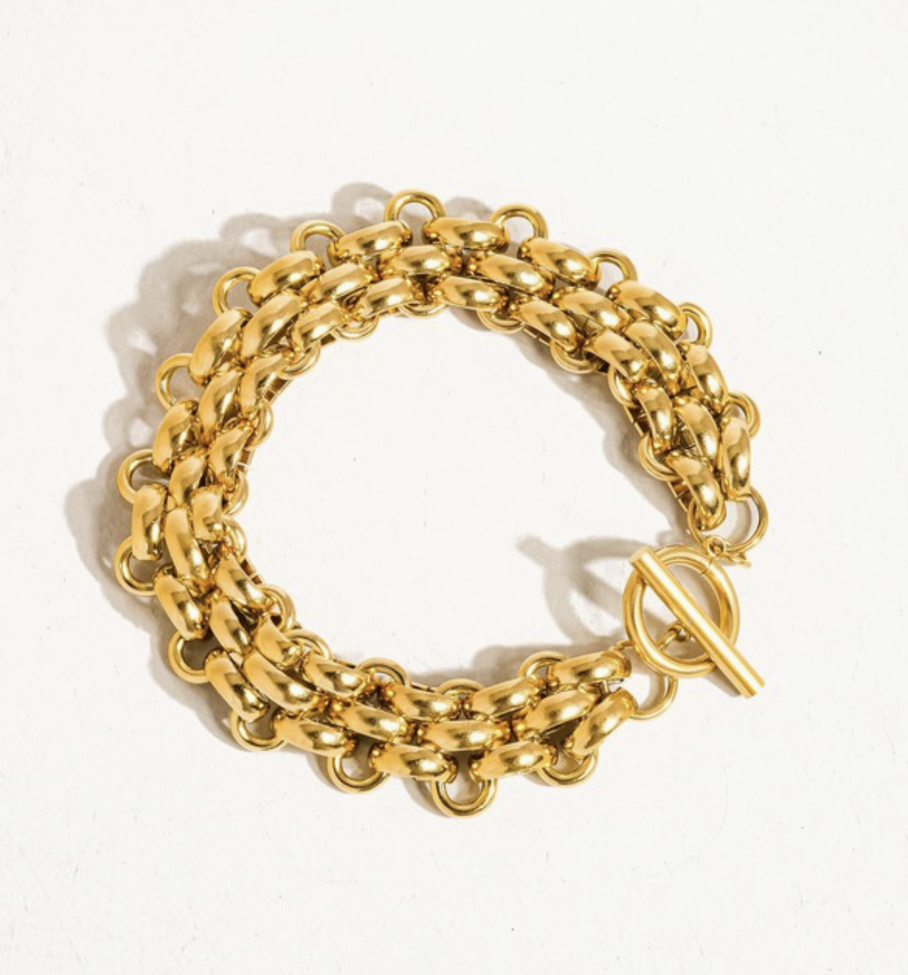 18K gold non tarnish weave bracelet
