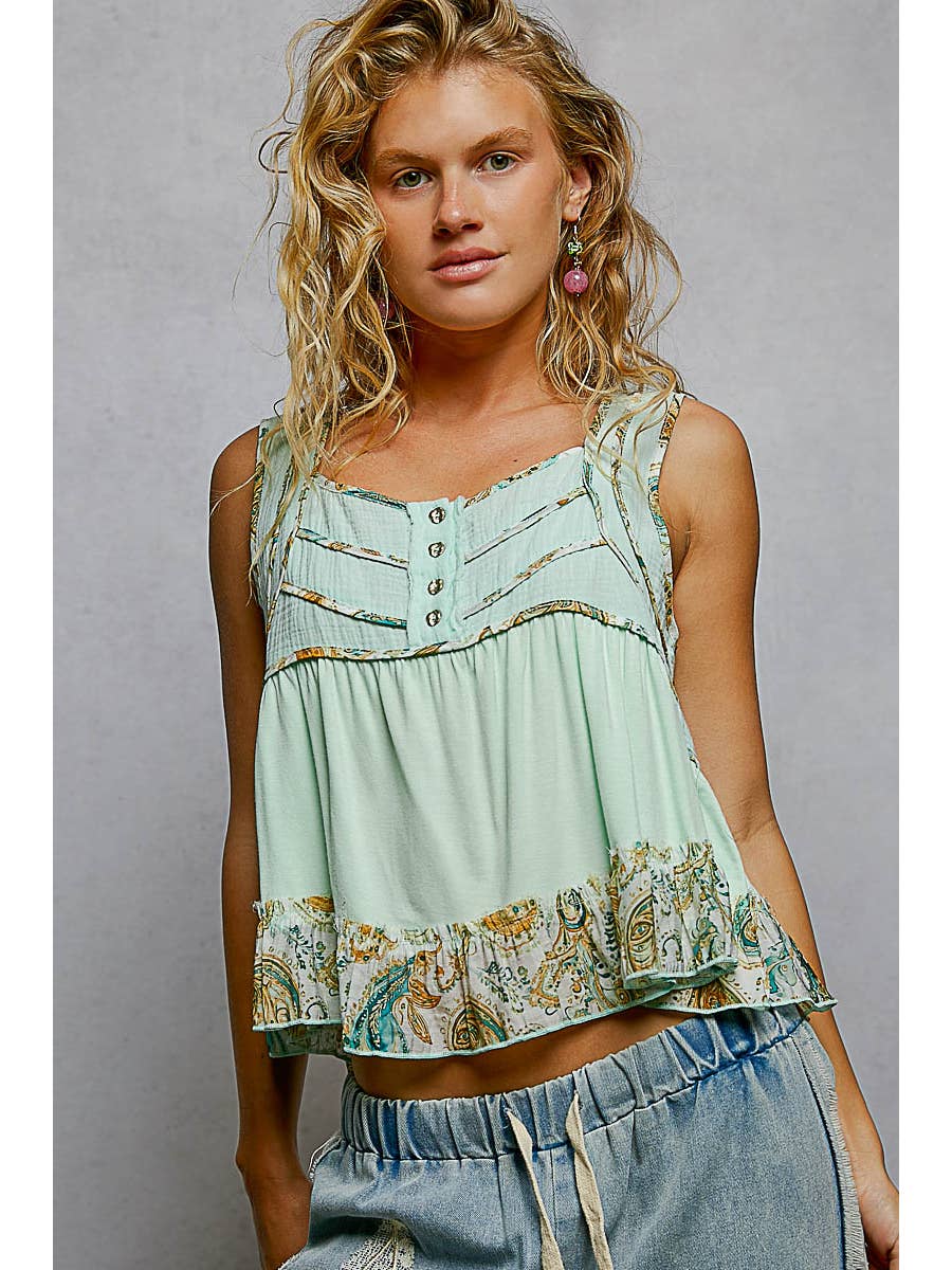 Sweet Mint Paisley Top
