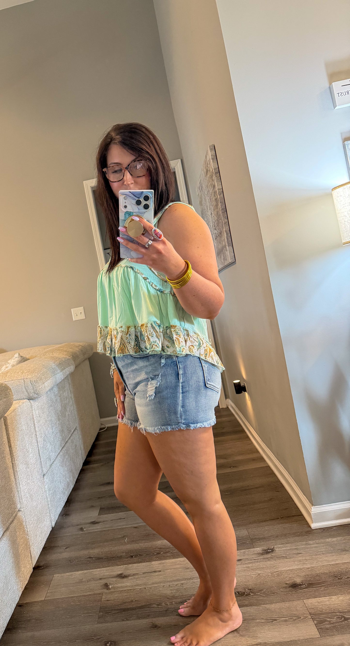 Sweet Mint Paisley Top
