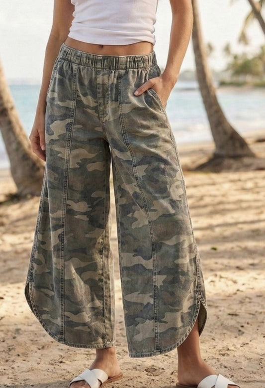 Caught in Camo Wide Leg Pants