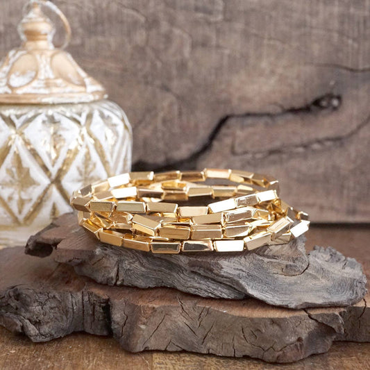 Light Gleam – Set of 5 Reflective Block Bead Bracelets