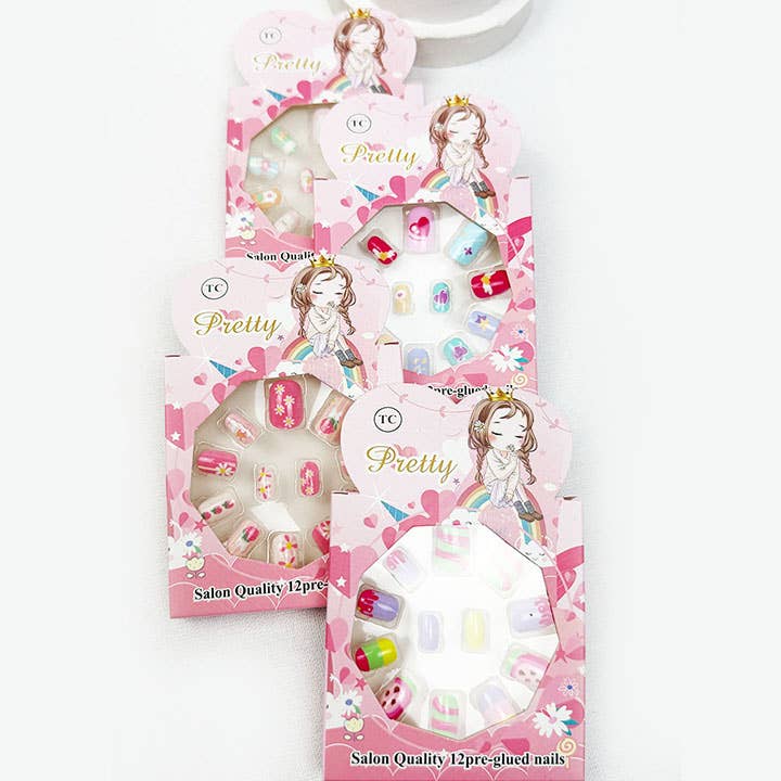 Cute Fancy Press On Kids Nails Set