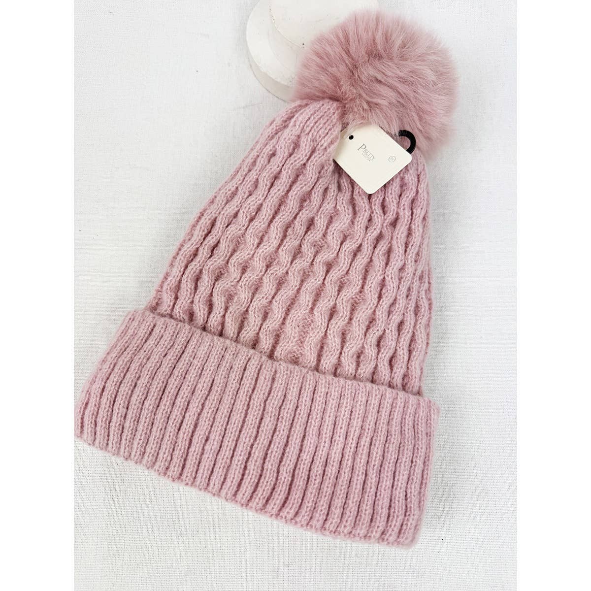 Double Layer Beanie with Pom Pom