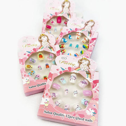 Cute Fancy Press On Kids Nails Set