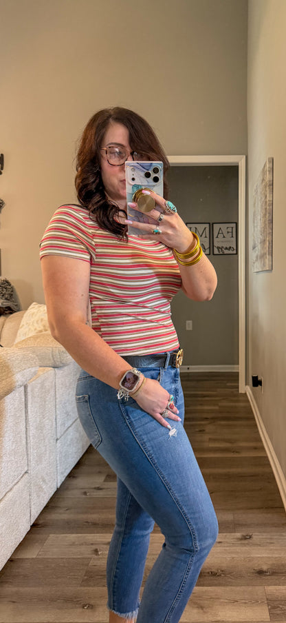 Strawberry cream stripe tee