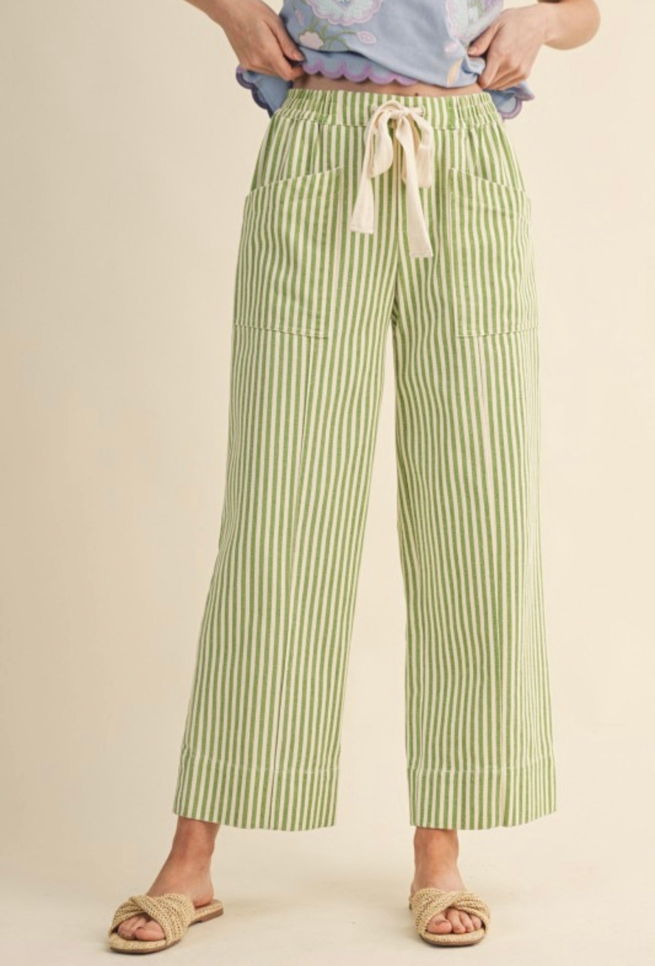 Sage stripe pants