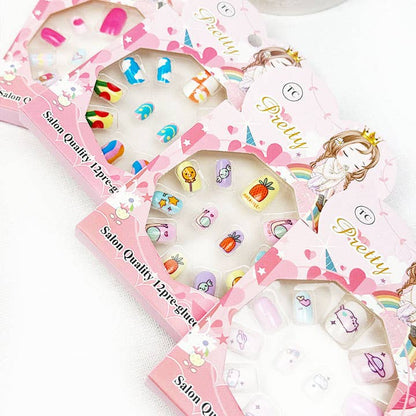 Cute Fancy Press On Kids Nails Set