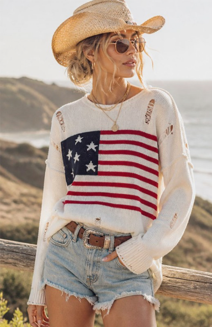 Distressed USA sweater ￼
