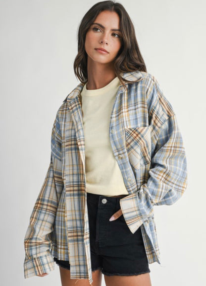 Blue Skies Plaid Button Down