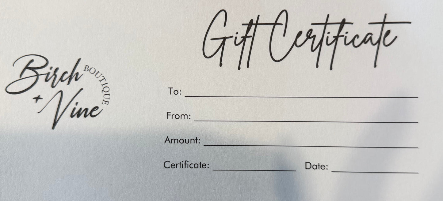 Gift certificate
