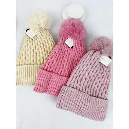 Double Layer Beanie with Pom Pom