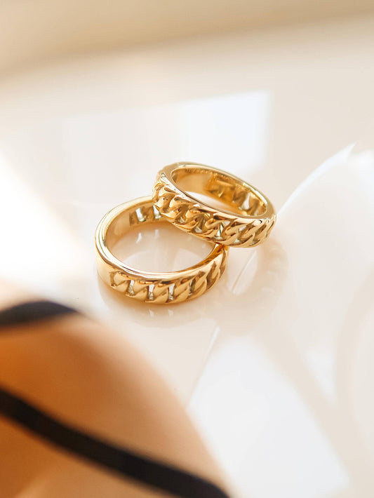 Billie 18K Non-Tarnish Braided Chain Ring