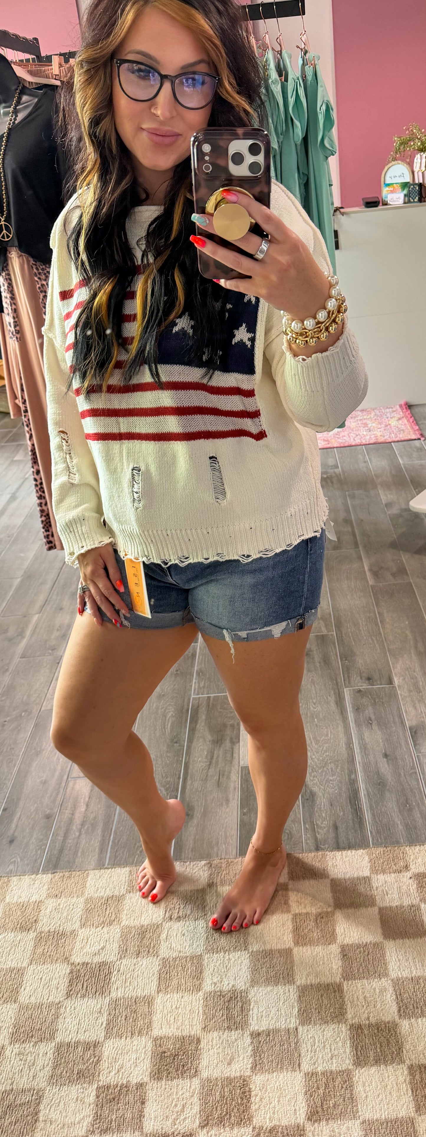 Distressed USA sweater ￼