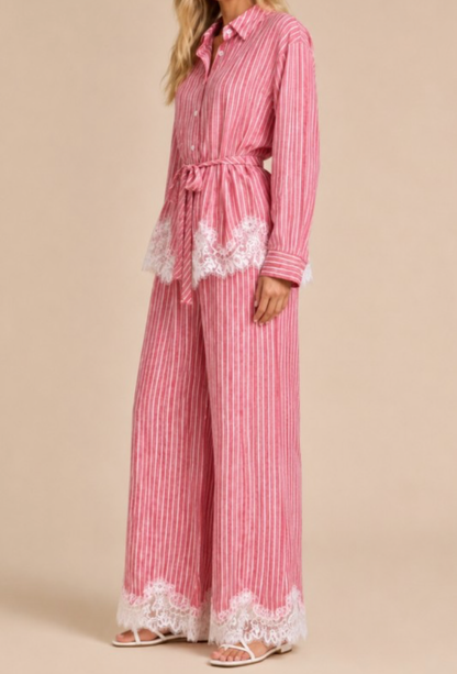 Blushing Belle Lace Button-Up