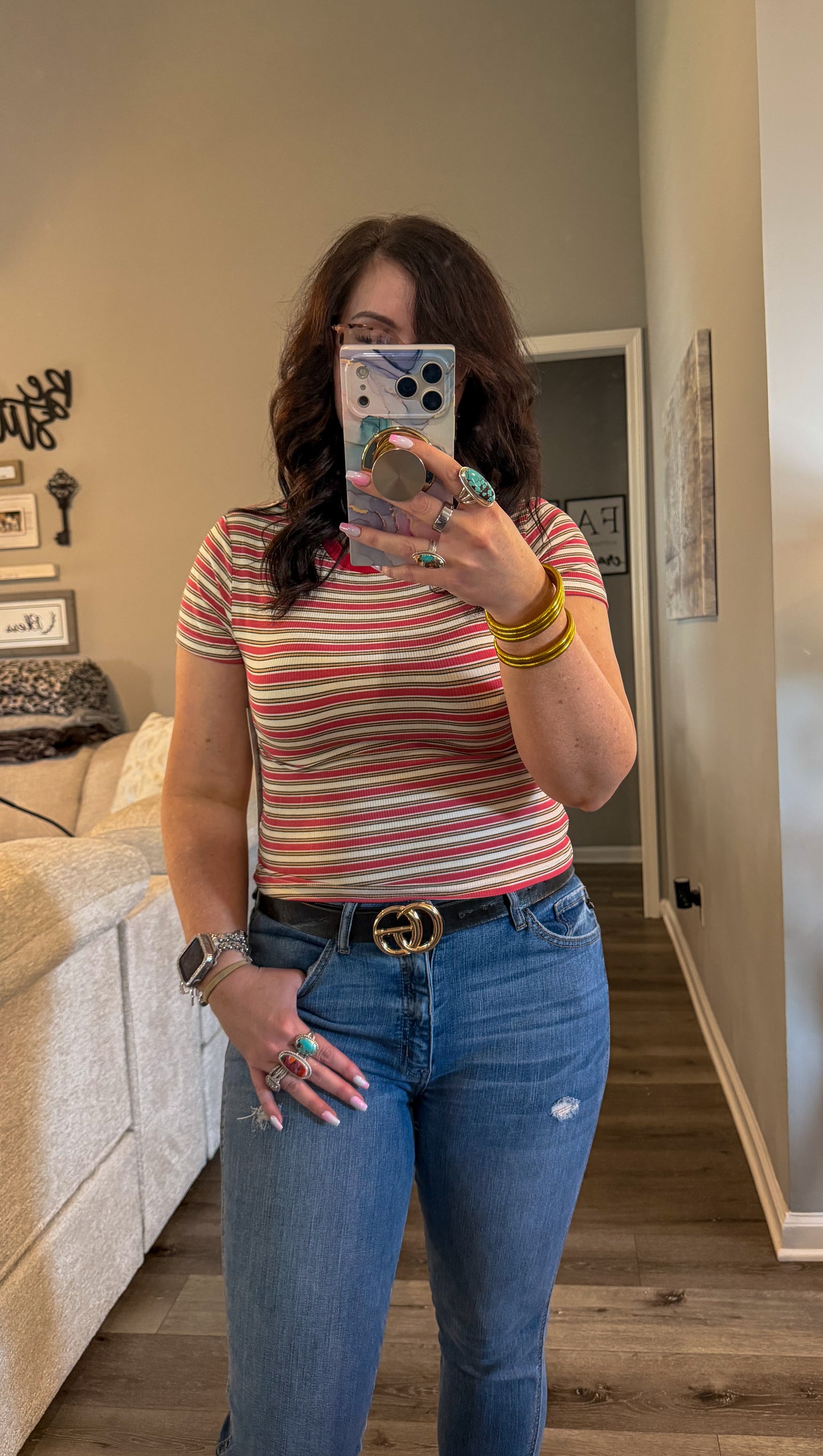 Strawberry cream stripe tee