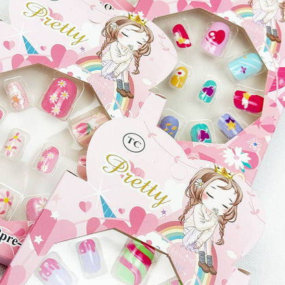Cute Fancy Press On Kids Nails Set