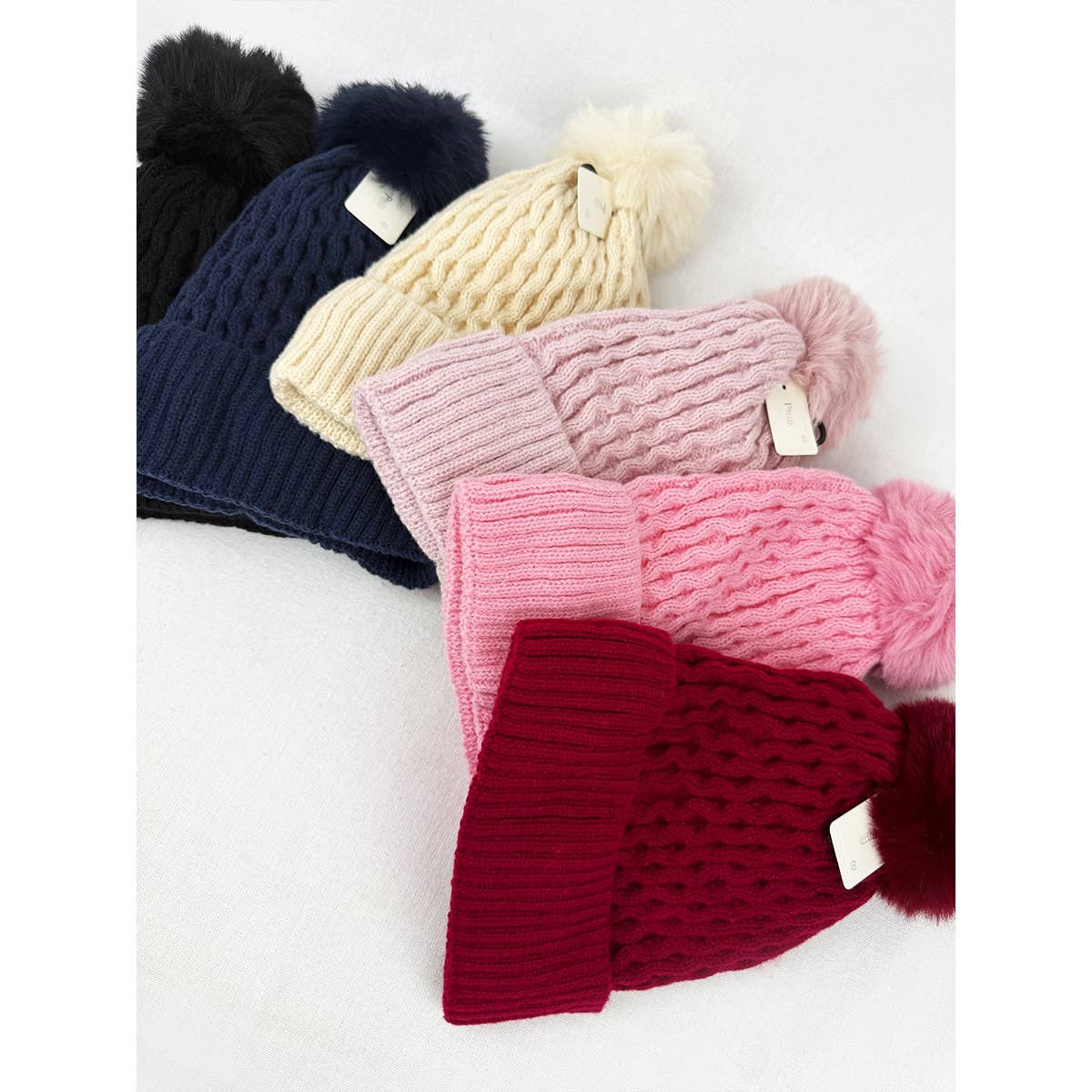 Double Layer Beanie with Pom Pom