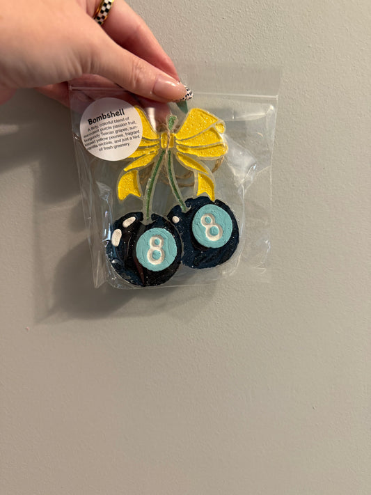 Eight ball car freshie (yellow) ￼
