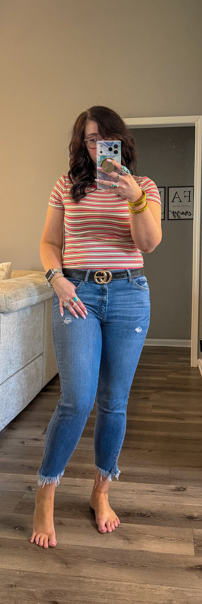 Strawberry cream stripe tee