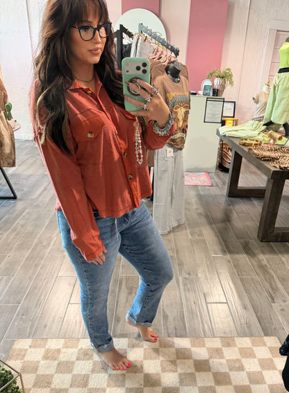 Pumpkin Spice Button Down