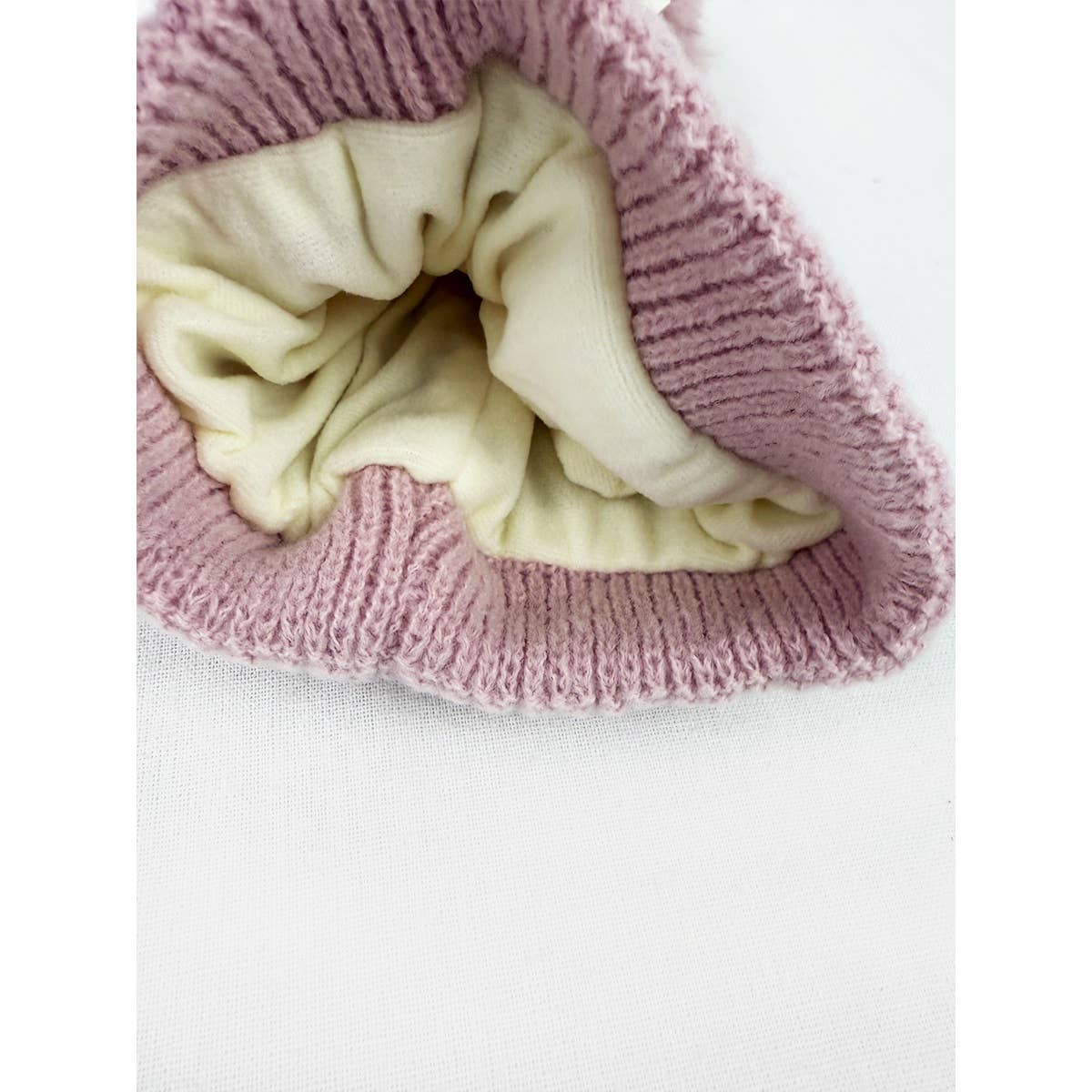 Double Layer Beanie with Pom Pom