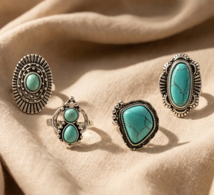 Turquoise Rodeo Ring Set