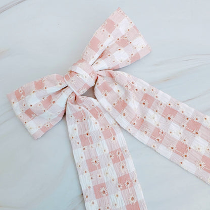 Daisy Picnic Gingham Bow Hair Clip