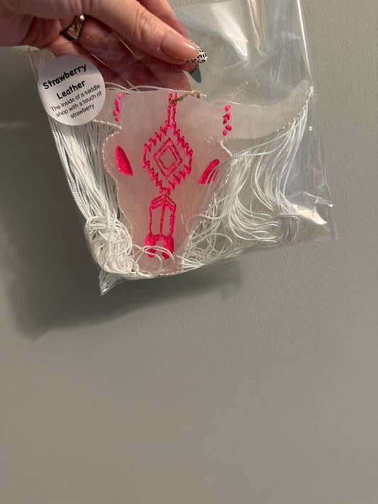 Bullhead car freshie (white and pink)
