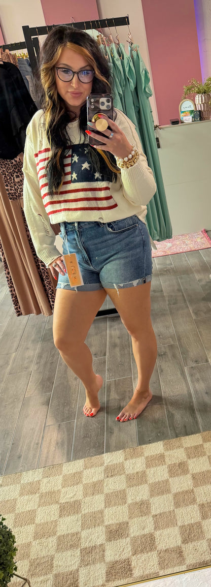 Distressed USA sweater ￼