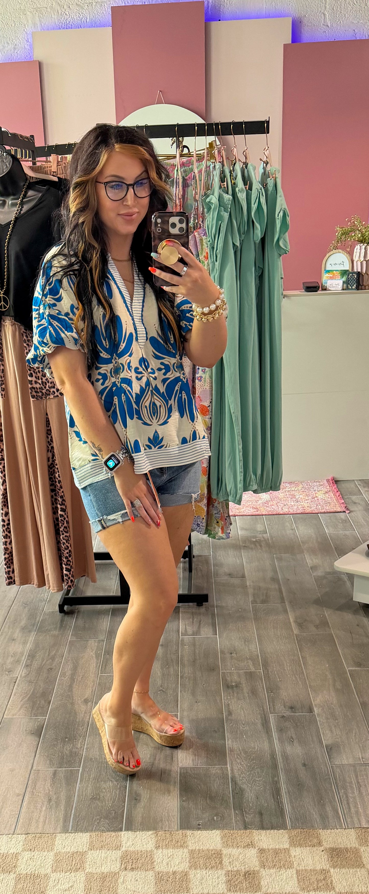Indigo glow blouse