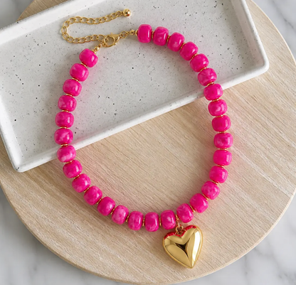Heart of Gold Beaded Necklace