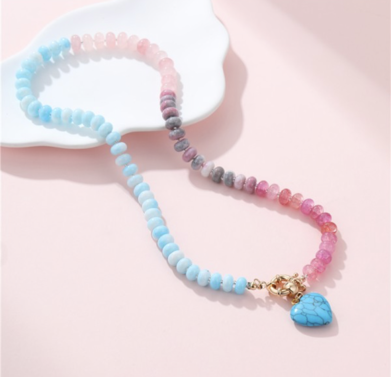 Cotton Candy Heart Necklace