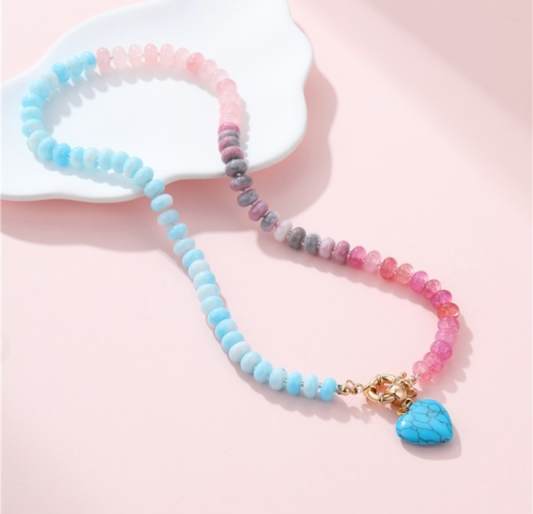 Cotton Candy Heart Necklace