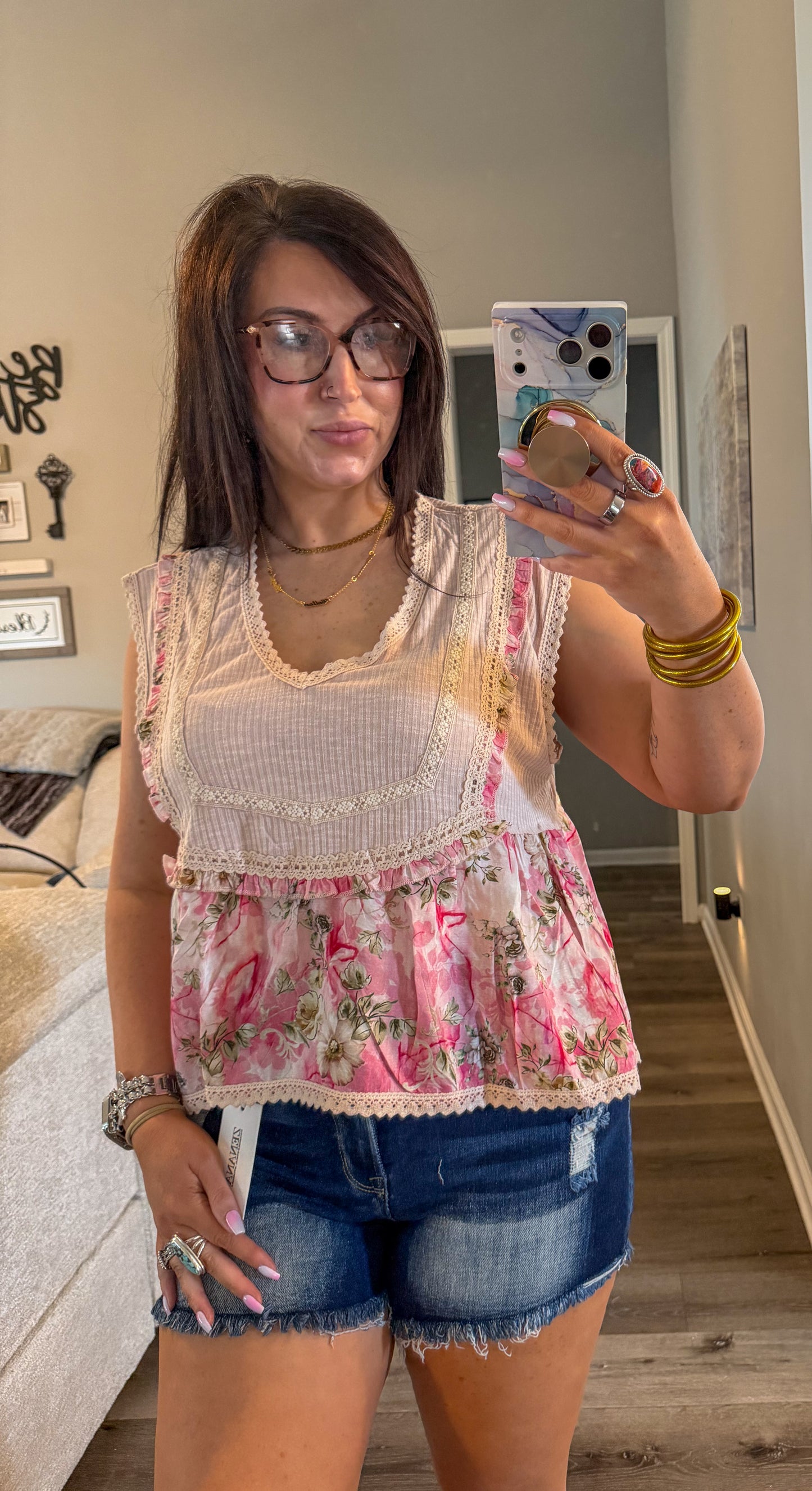 Floral Ruffle Top