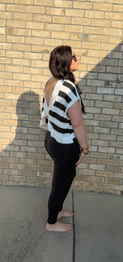 Black and White Open Back Top