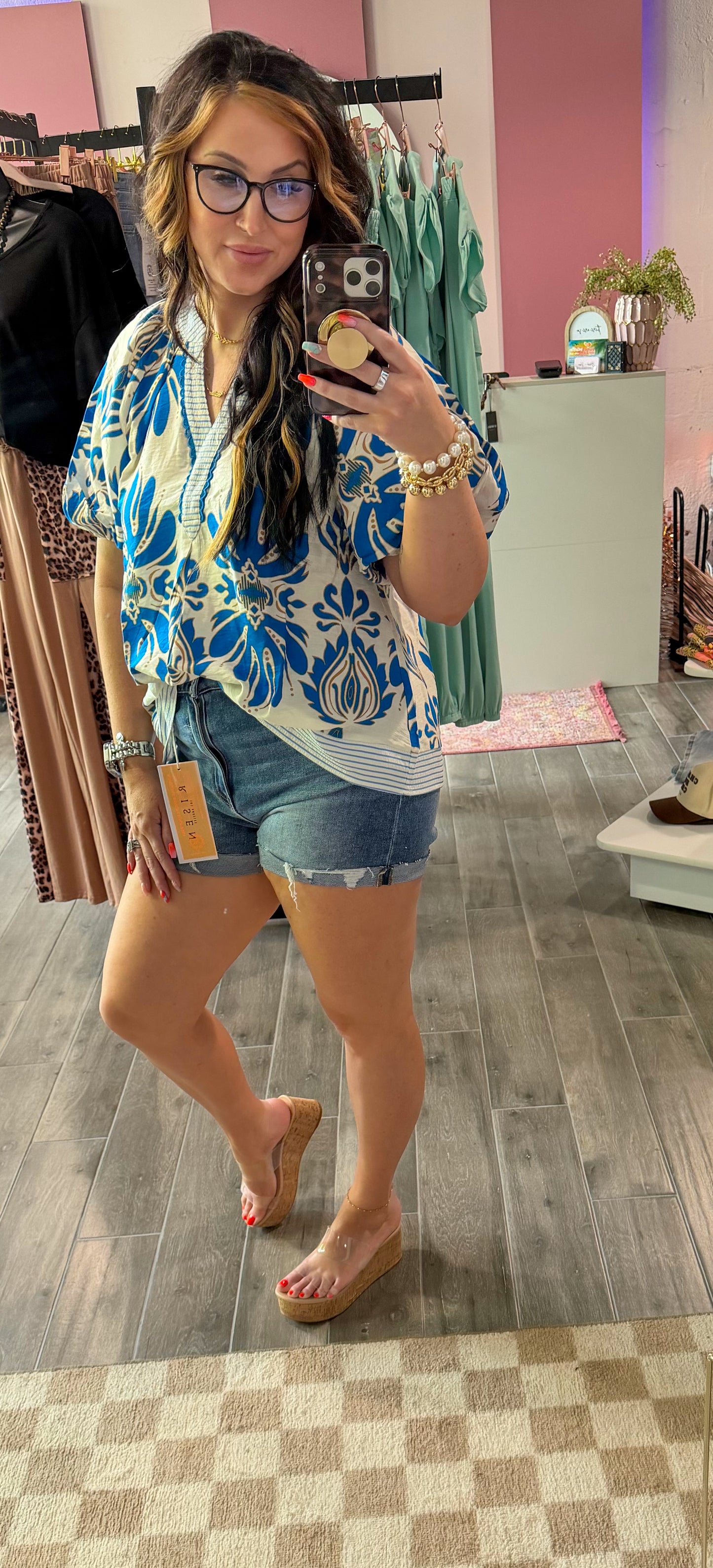 Indigo glow blouse