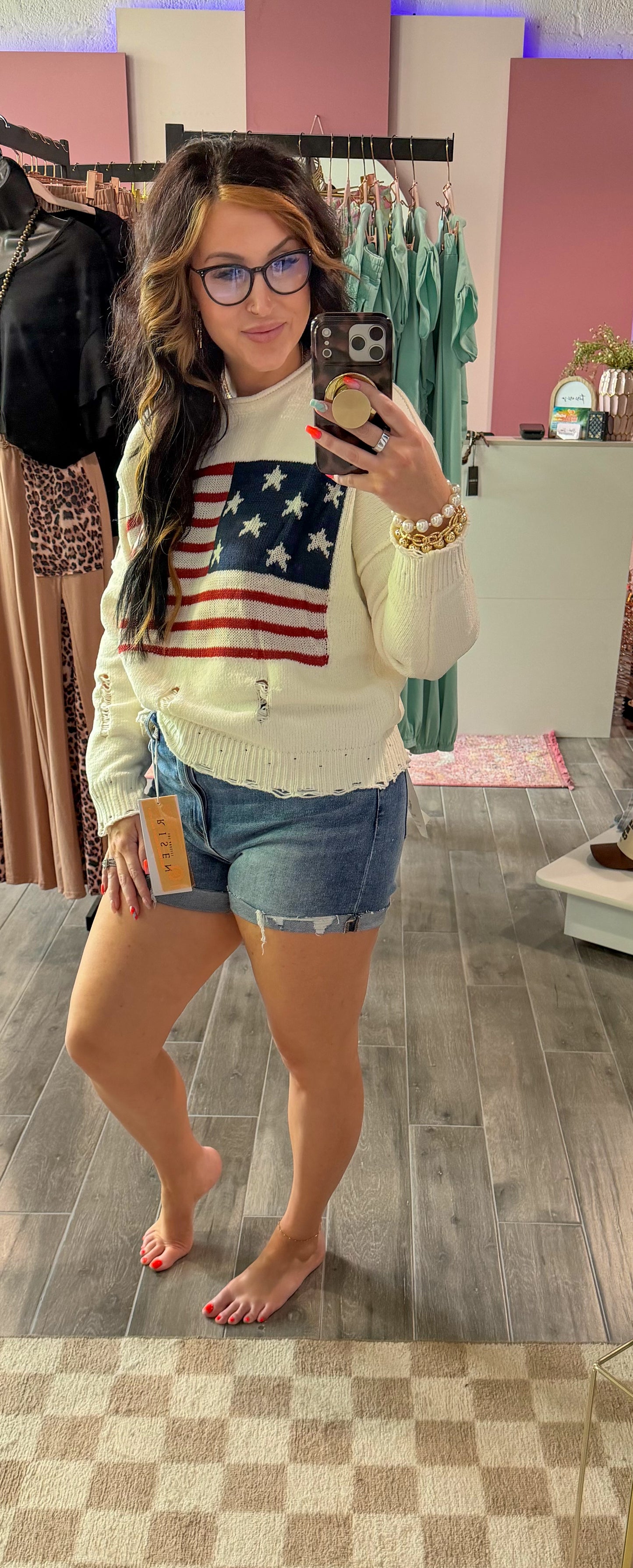 Distressed USA sweater ￼