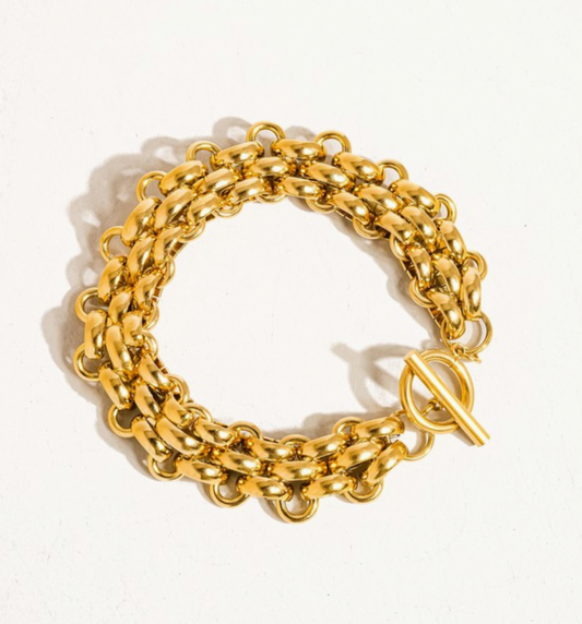 18K gold non tarnish weave bracelet