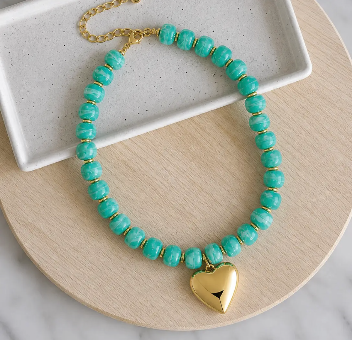 Heart of Gold Beaded Necklace