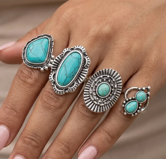 Turquoise Rodeo Ring Set