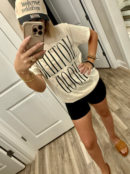 Distressed Motherhood T Shirt In Ivory