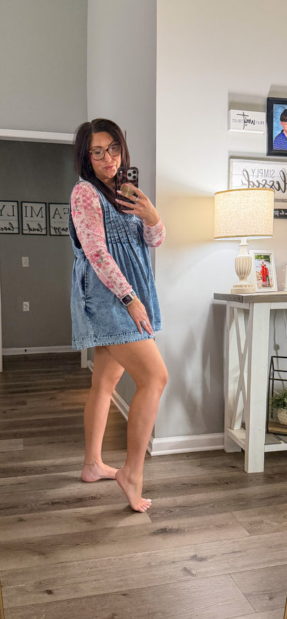 V Neck Sleeveless Denim Romper