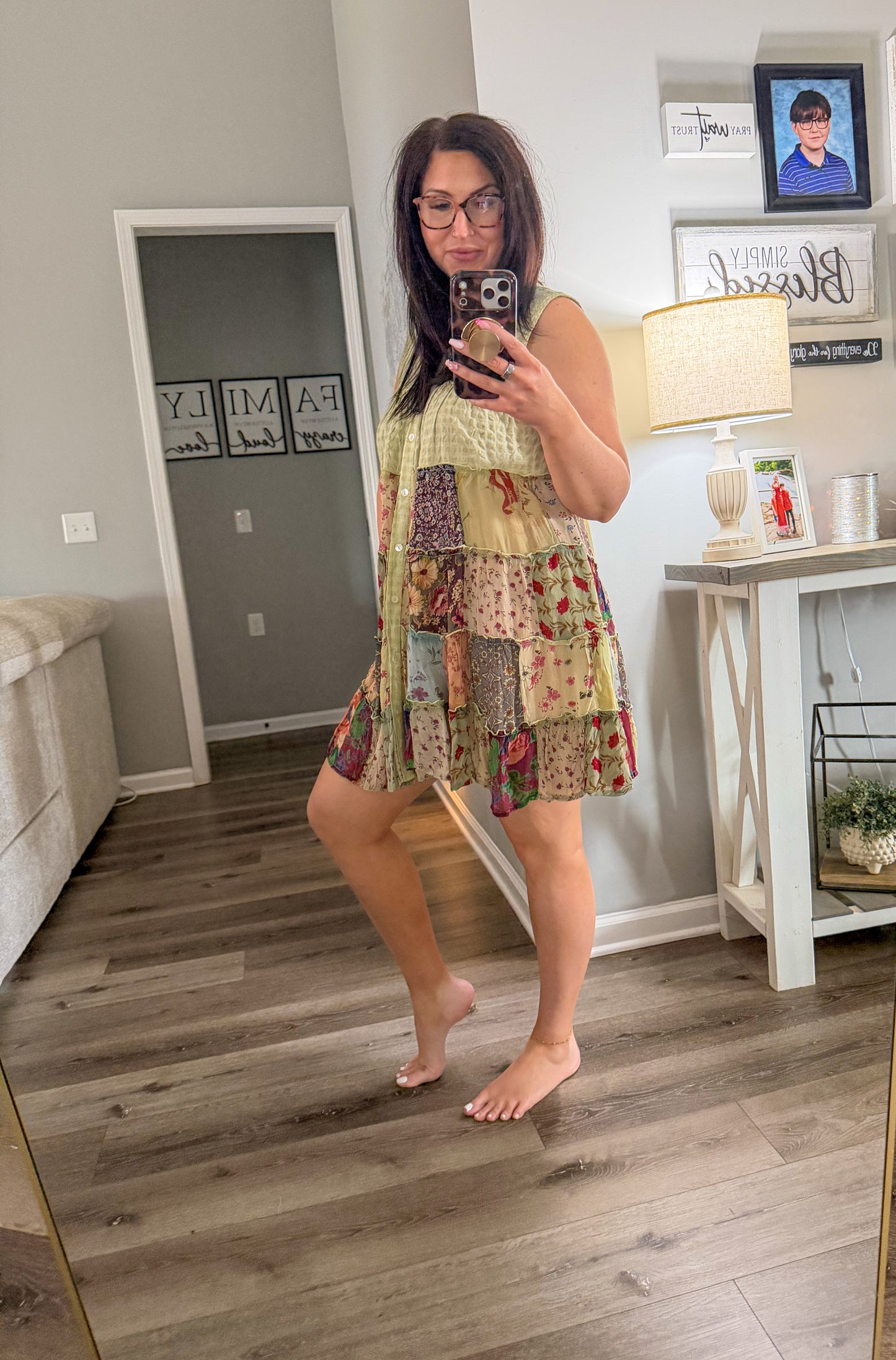 Sweet Sage Patchwork Dress