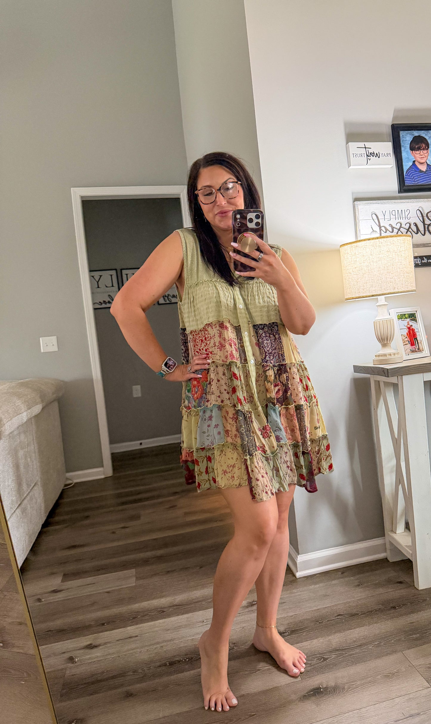Sweet Sage Patchwork Dress