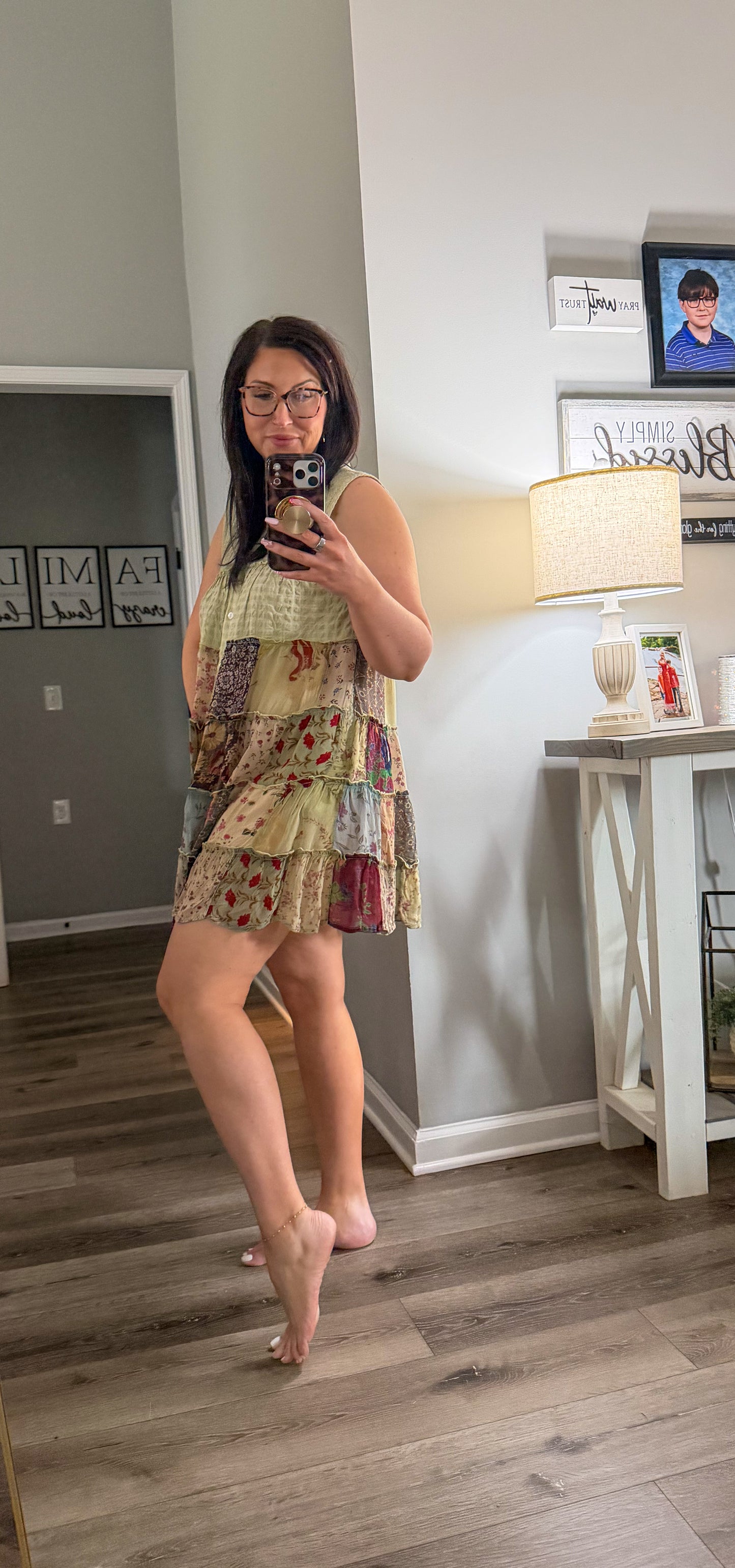 Sweet Sage Patchwork Dress