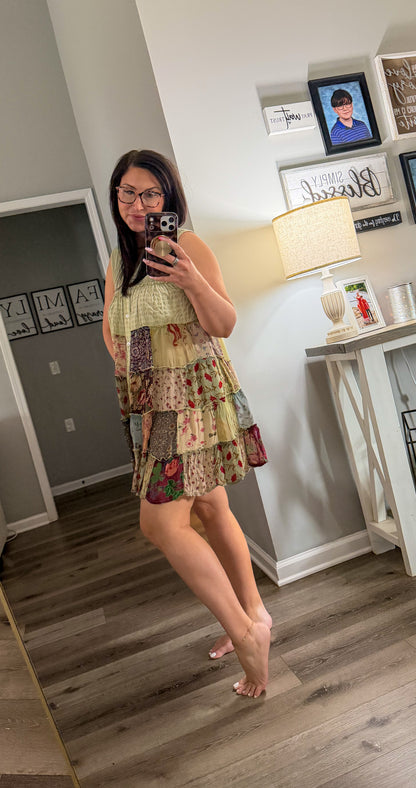 Sweet Sage Patchwork Dress