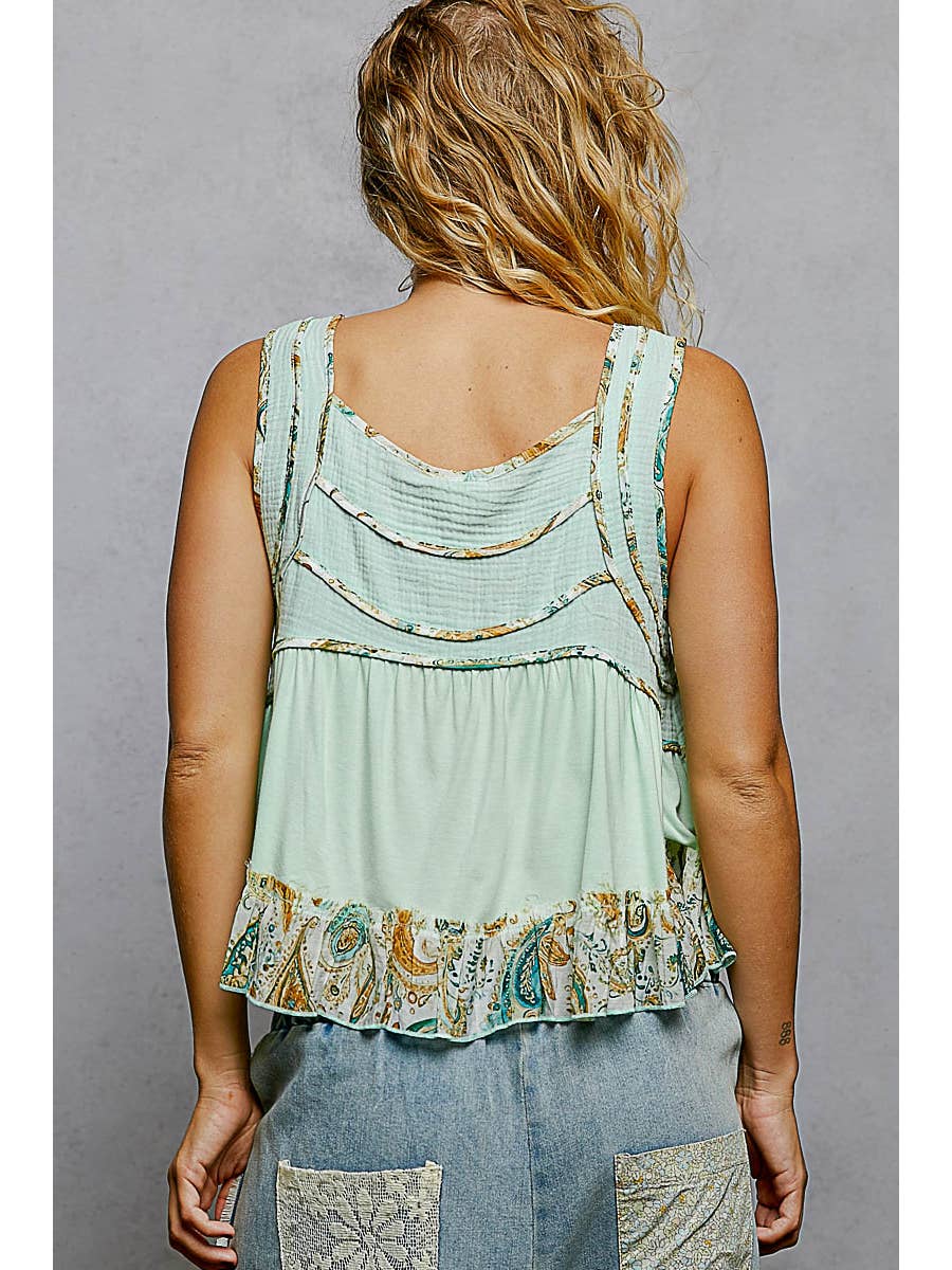 Sweet Mint Paisley Top